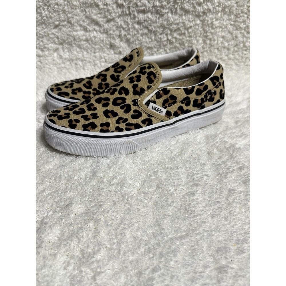 Vans Slip On Leopard Kids Size 3.0 Animal Print Skateboarding Flocked 500714